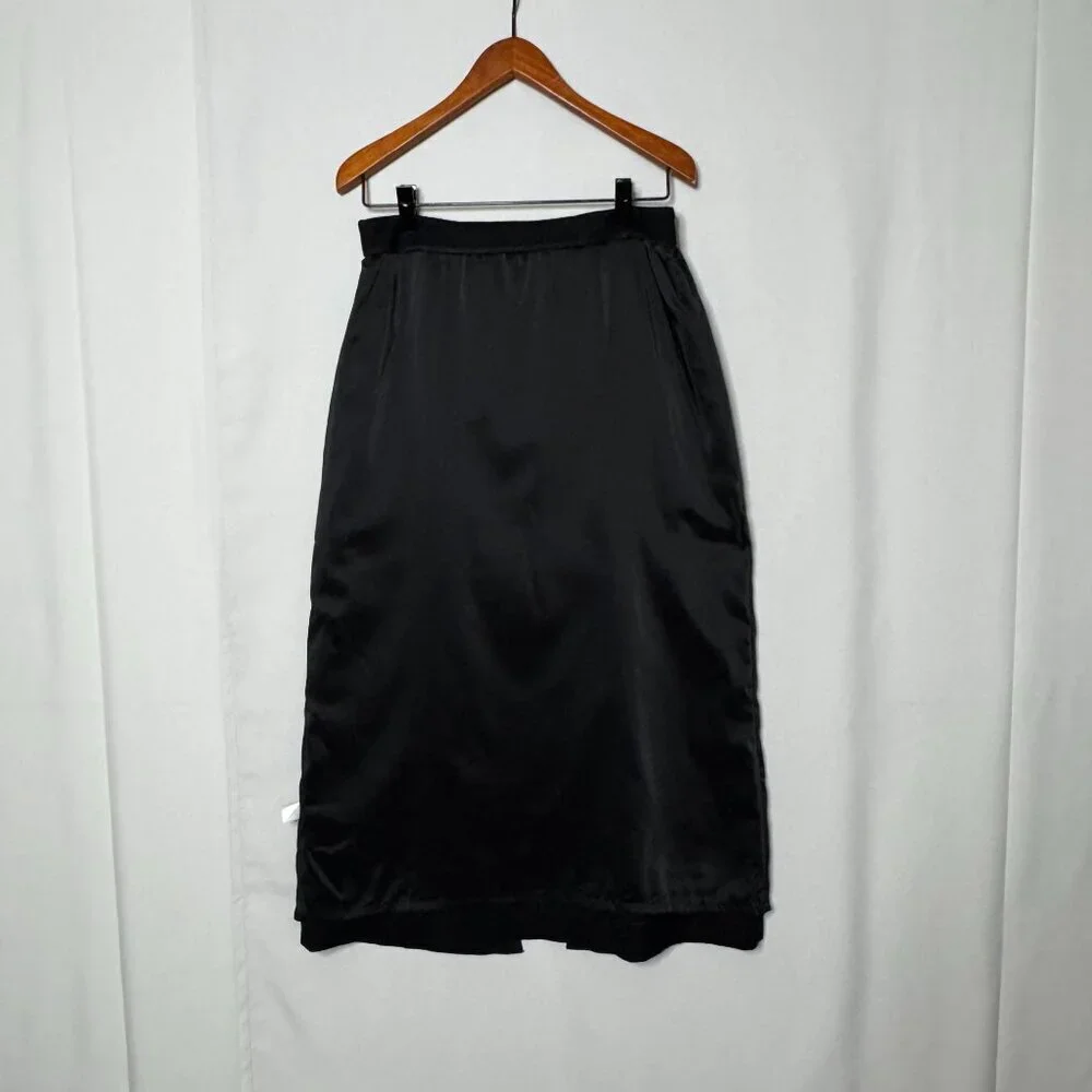 Talbots Petite Black Wool Blend Embroidered A Line‎ Pencil Maxi Skirt Size 12 P